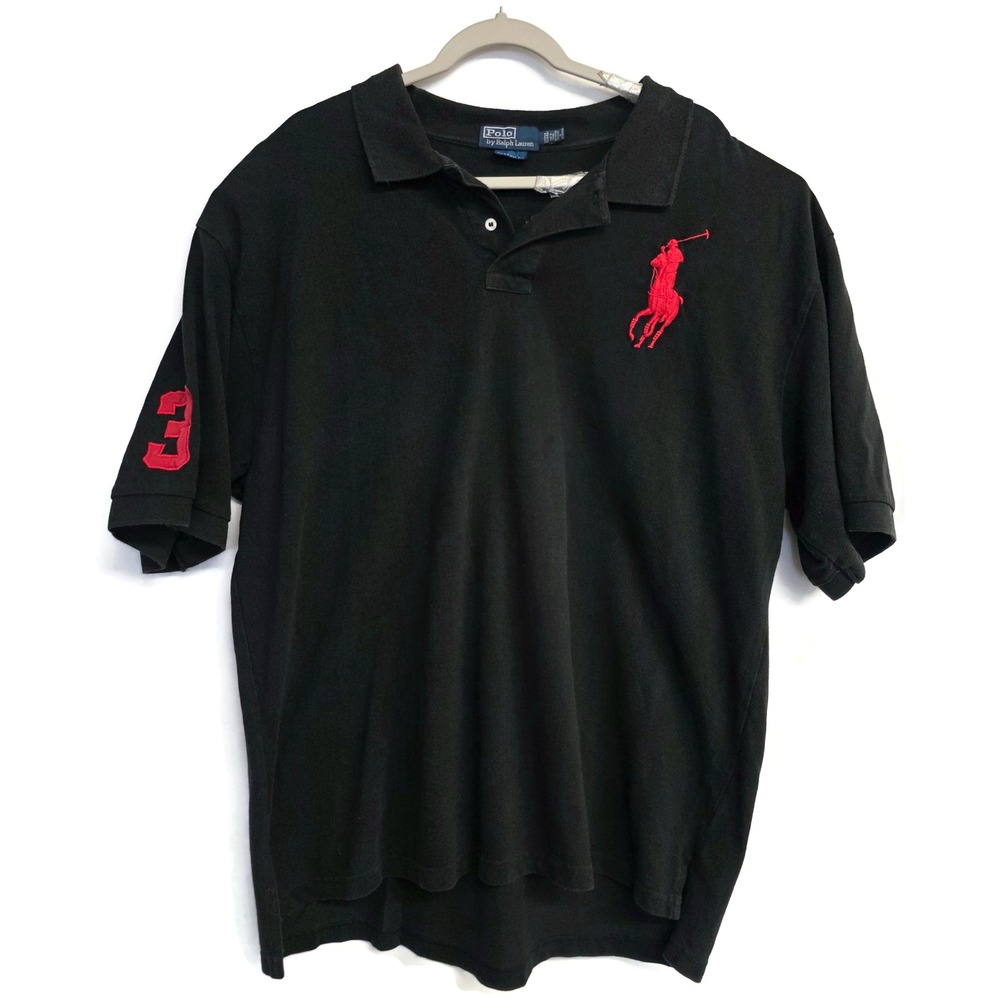 Polo Ralph Lauren Mens XXXL Black Big Pony Custom Fit Short Sleeve Polo Shirt